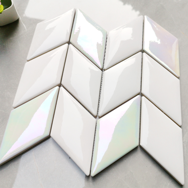 现代简约白色幻彩水晶玻璃马赛克瓷砖卫生间浴室客厅马赛克