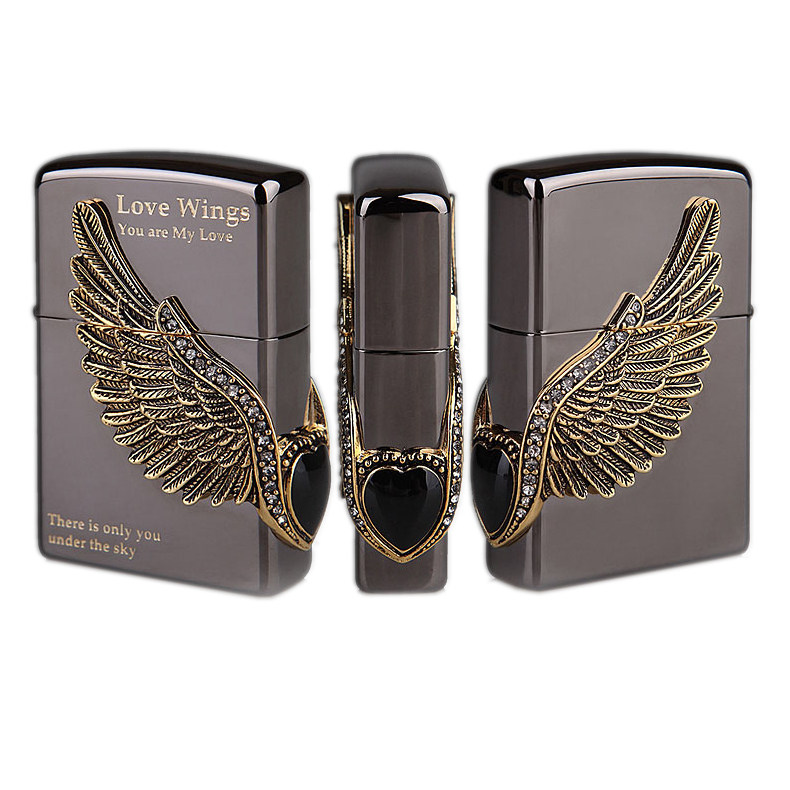 zippo打火机正版美国原装正品爱神之翼天使翅膀zippo