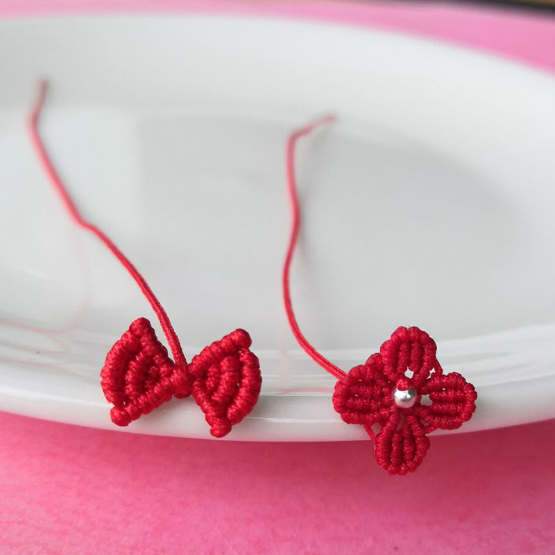 红绳蝴蝶结耳线小人手工编织饰品时尚气质百搭耳线