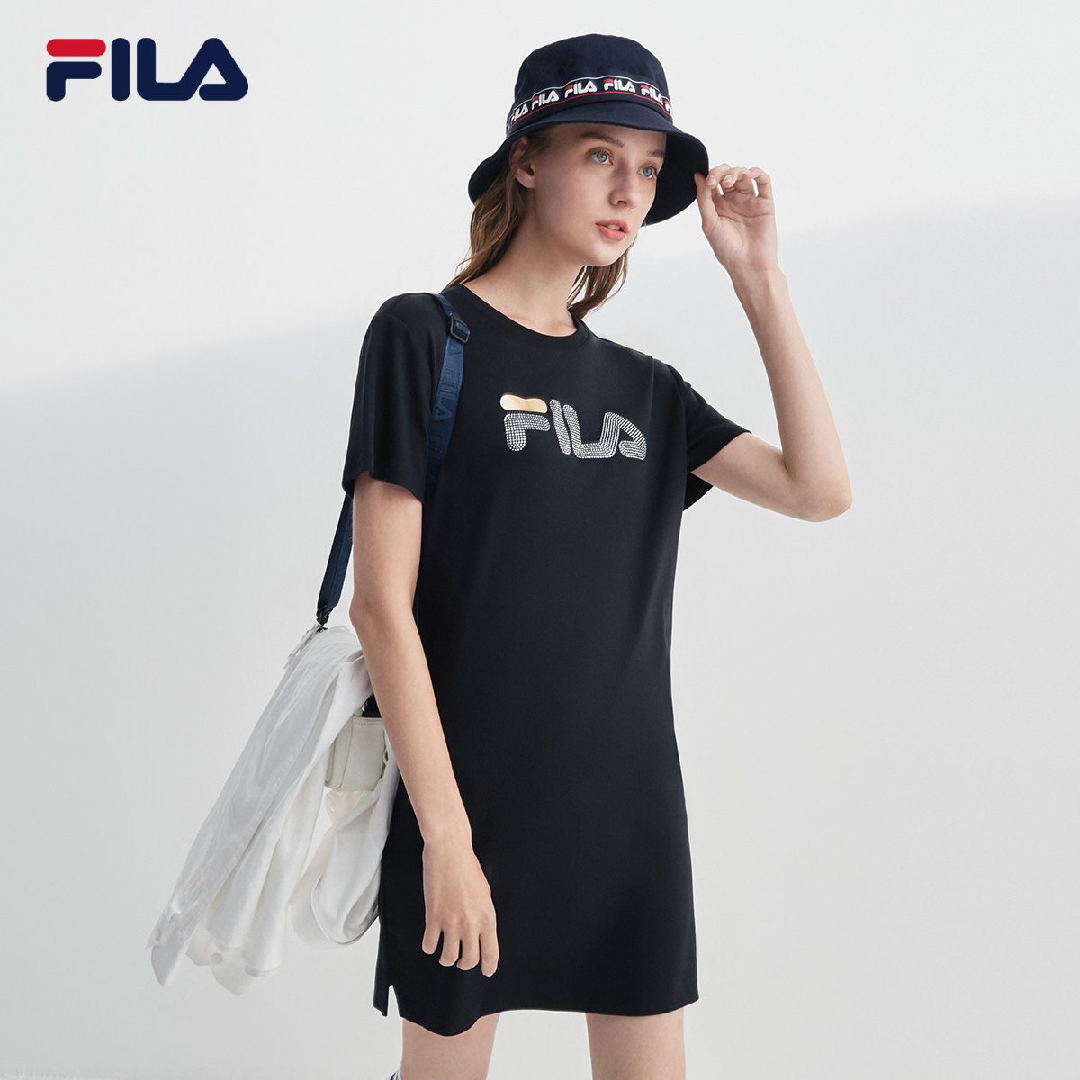 连衣裙fila斐乐官方女子2020春季新款运动连衣裙
