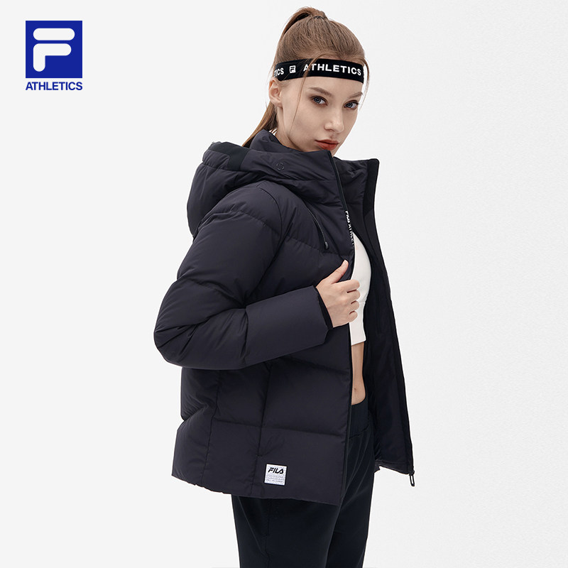 fila 斐乐官方女子羽绒服短款2022冬季新款时尚休闲连帽保暖上衣