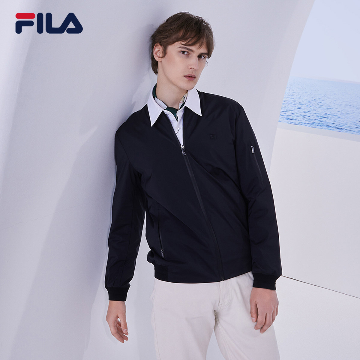 fila斐乐官方男士运动外套2021春季新款时尚运动运动茄克
