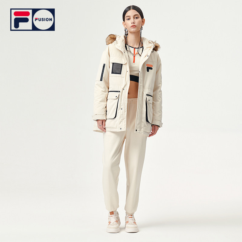 filafusion斐乐潮牌2021冬季新品女子派克运动时尚中长款羽绒服