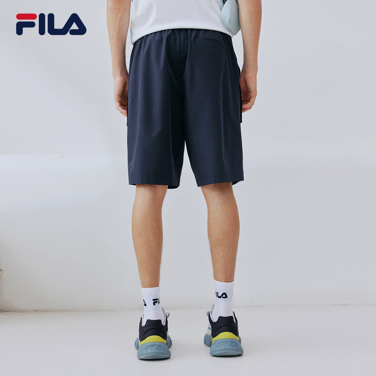 fila斐乐官方男裤梭织五分2021秋季新款宽松运动中长裤/短裤