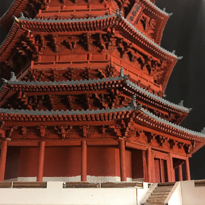 应县木塔模型中国古建筑辽代楼阁微缩拼装木质建筑