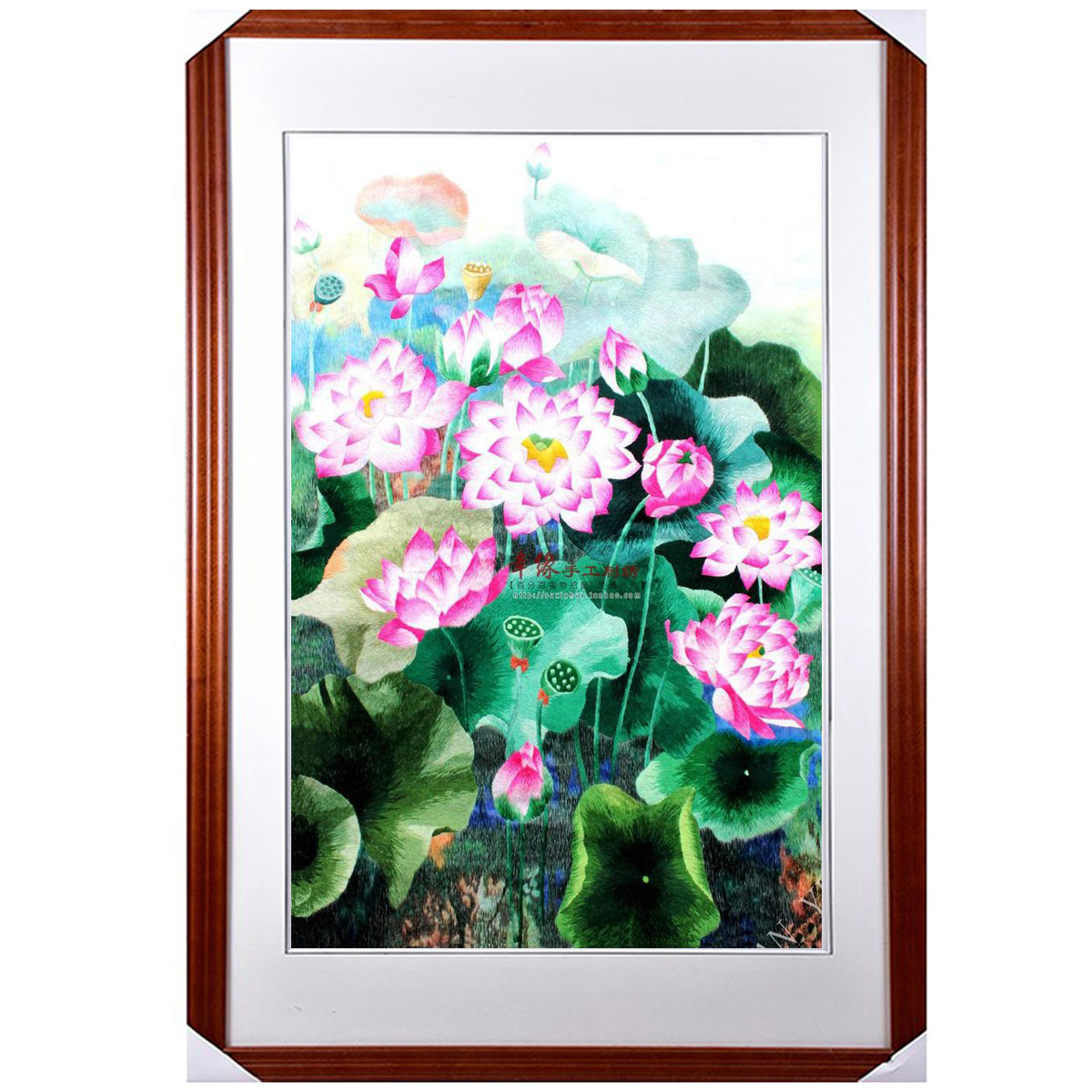 苏绣荷花荷叶苏州手工刺绣精品装饰画商务礼品节日苏绣