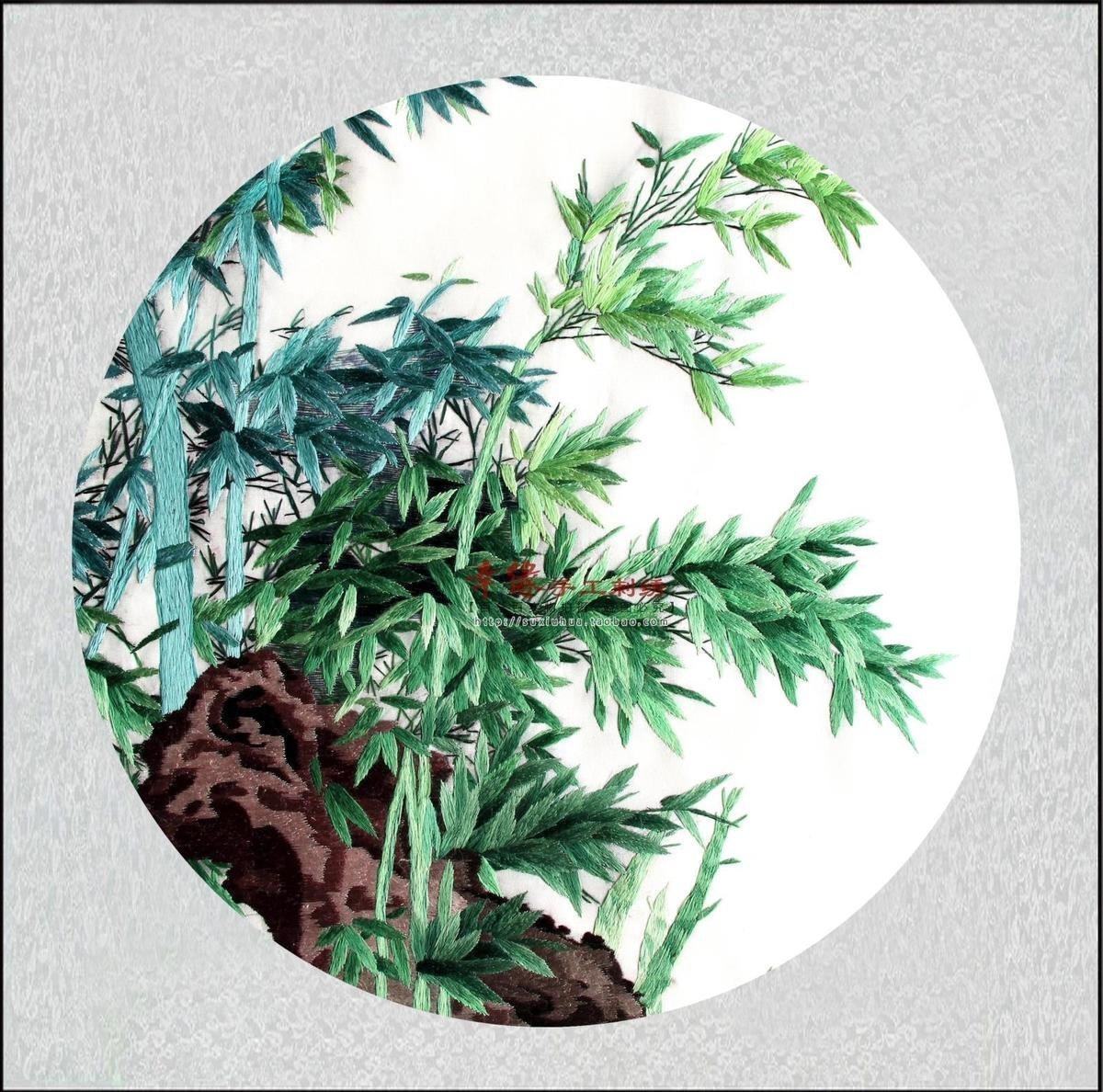 苏绣刺绣手工成品客厅玄关装饰挂画竹子现代简约苏绣