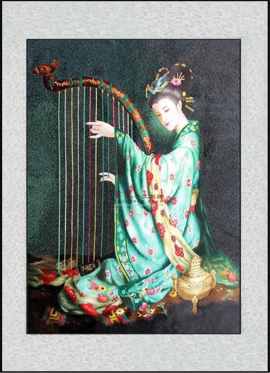 苏绣收藏精品成品装饰画蚕丝满绣人物敦煌飞天苏绣