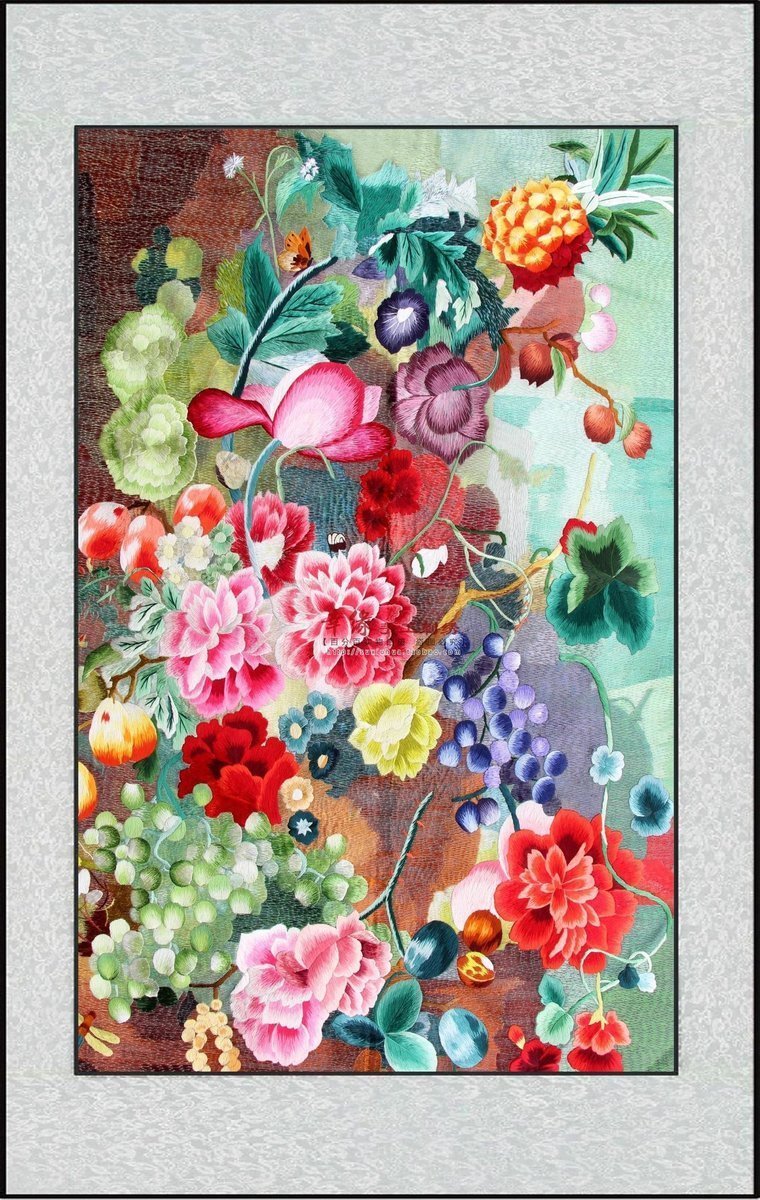 苏绣手工蚕丝丝绣满幅乱针绣欧式画成成品静物苏绣