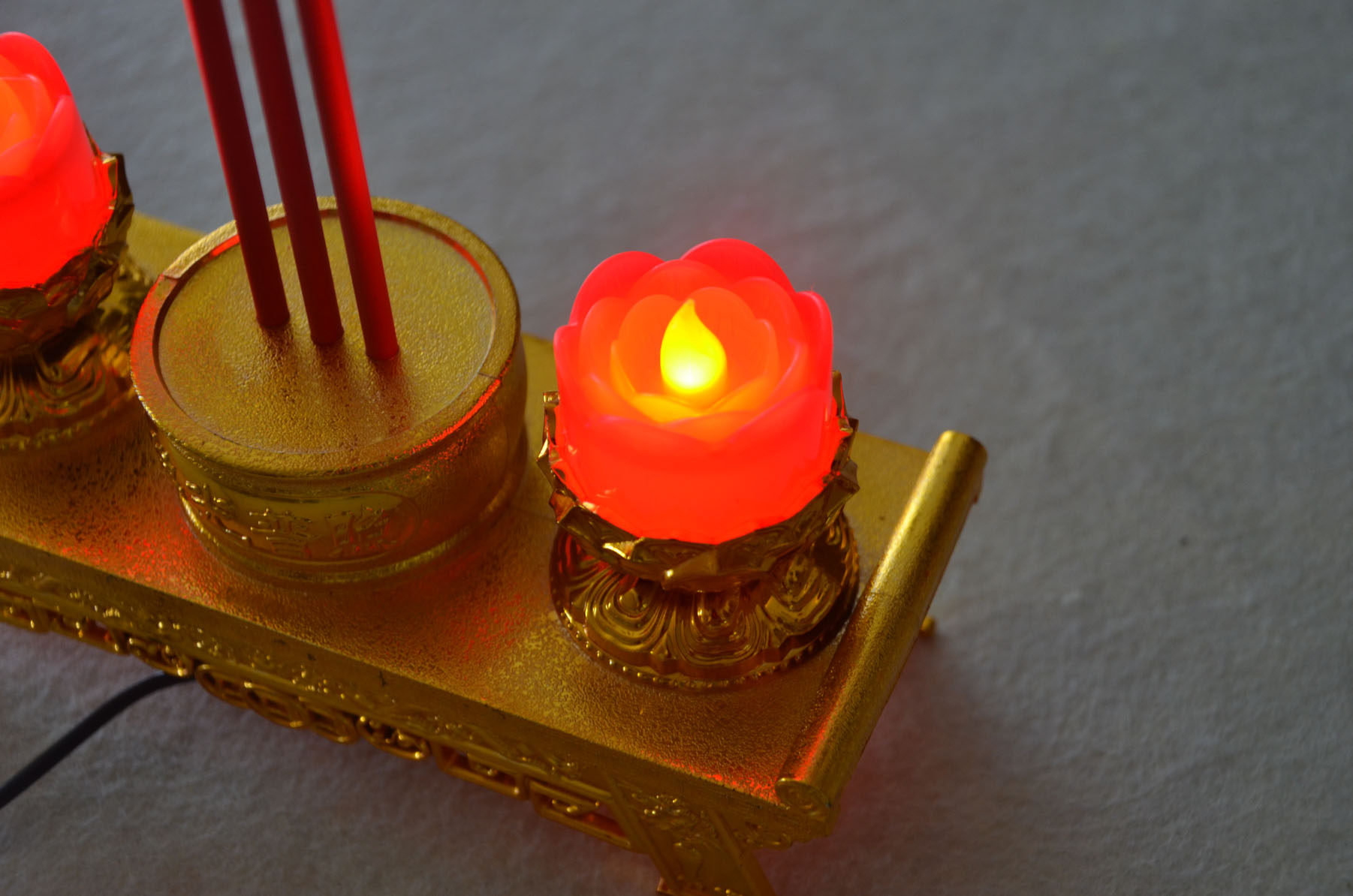 蜡烛电子香炉莲花花灯供佛电香供灯一体蜡烛