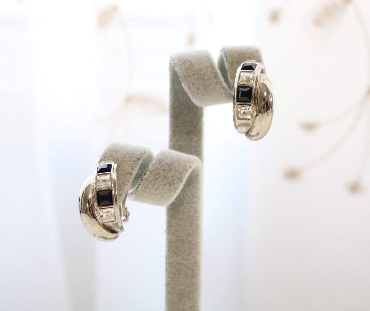 vintage莱茵经典简约石简约银色coro耳环耳夹饰品耳夹