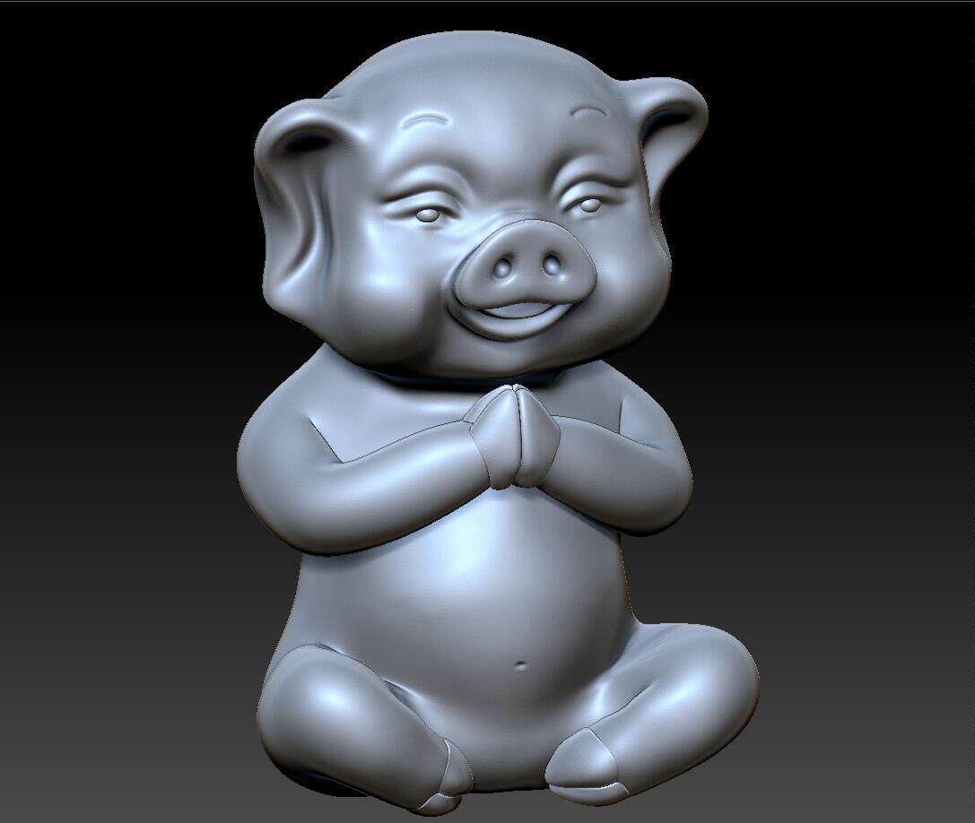 e款祈求拜佛小猪猪八戒天蓬元帅stl模型obj精雕圆雕obj摆件3d打印