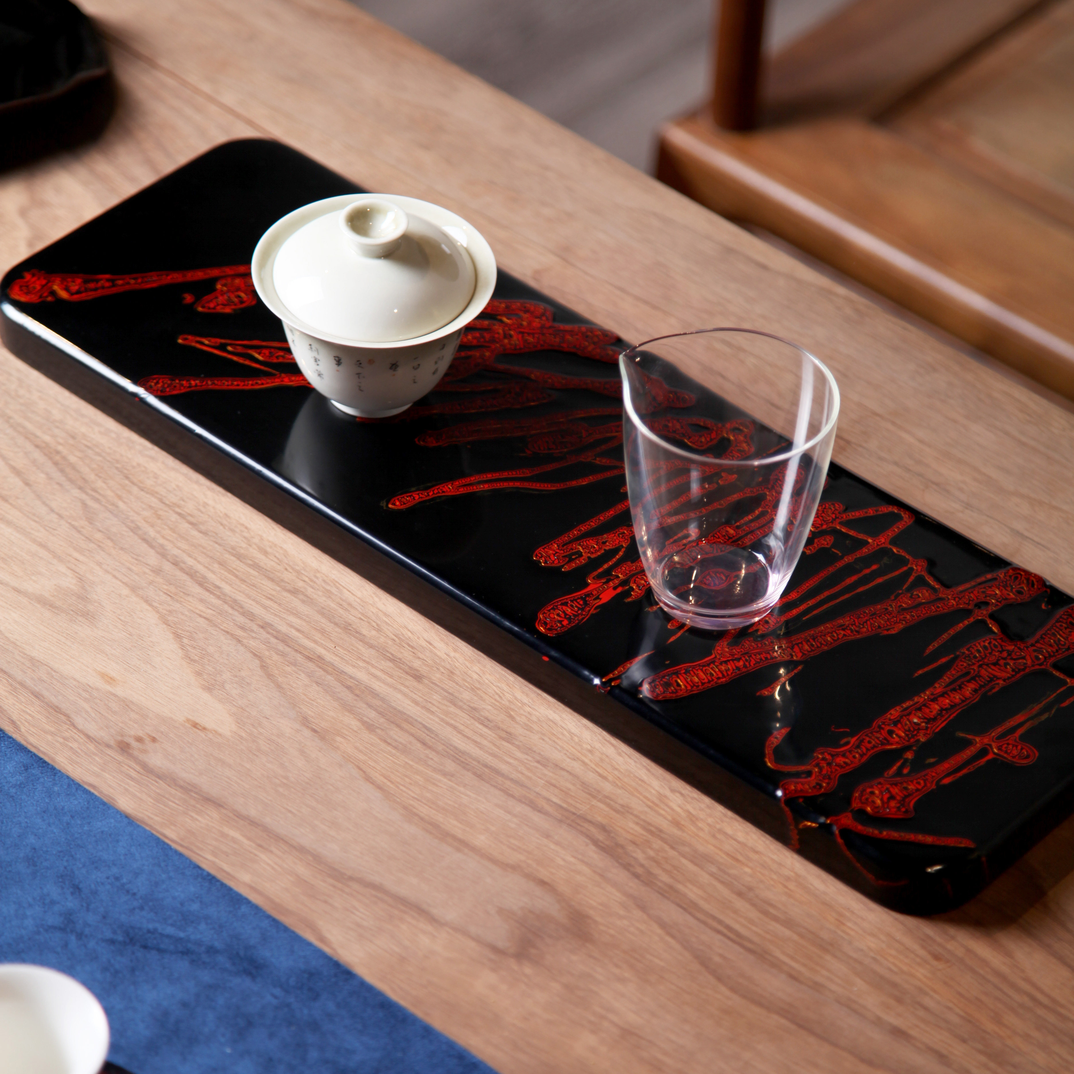 漆器防水制作手工制手工茶盘那莲泡茶干泡流火茶盘