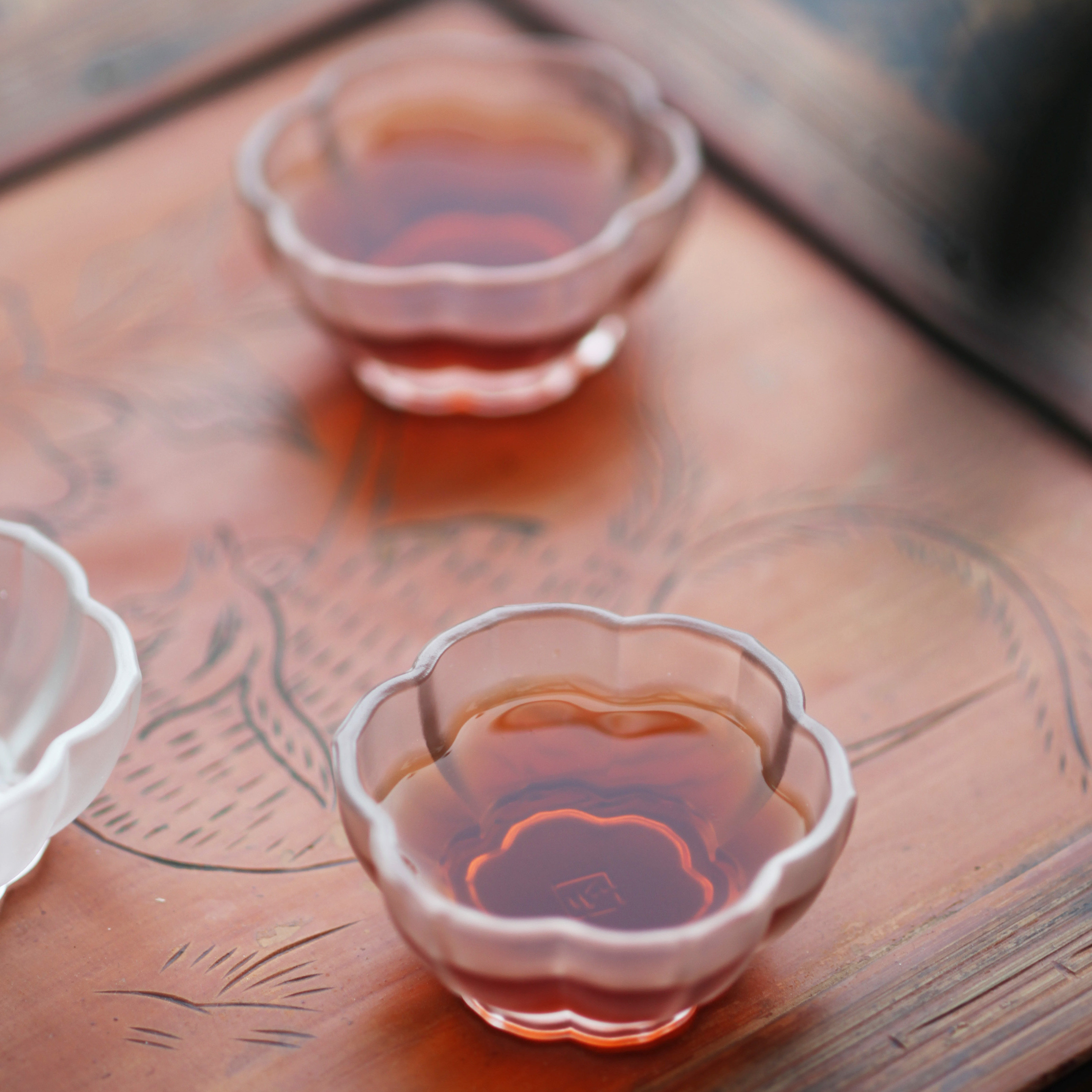 琉璃那莲唐物海棠六瓣品茗古法茶杯