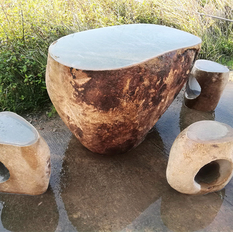 石雕庭院天然户外石桌石凳大理石休闲园林桌凳桌椅花园茶几石桌