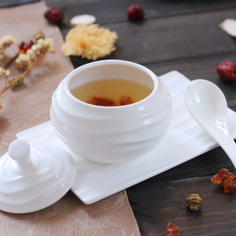 养生炖盅陶瓷海岸线汤盅带盘带勺汤隔水燕窝炖品炖锅