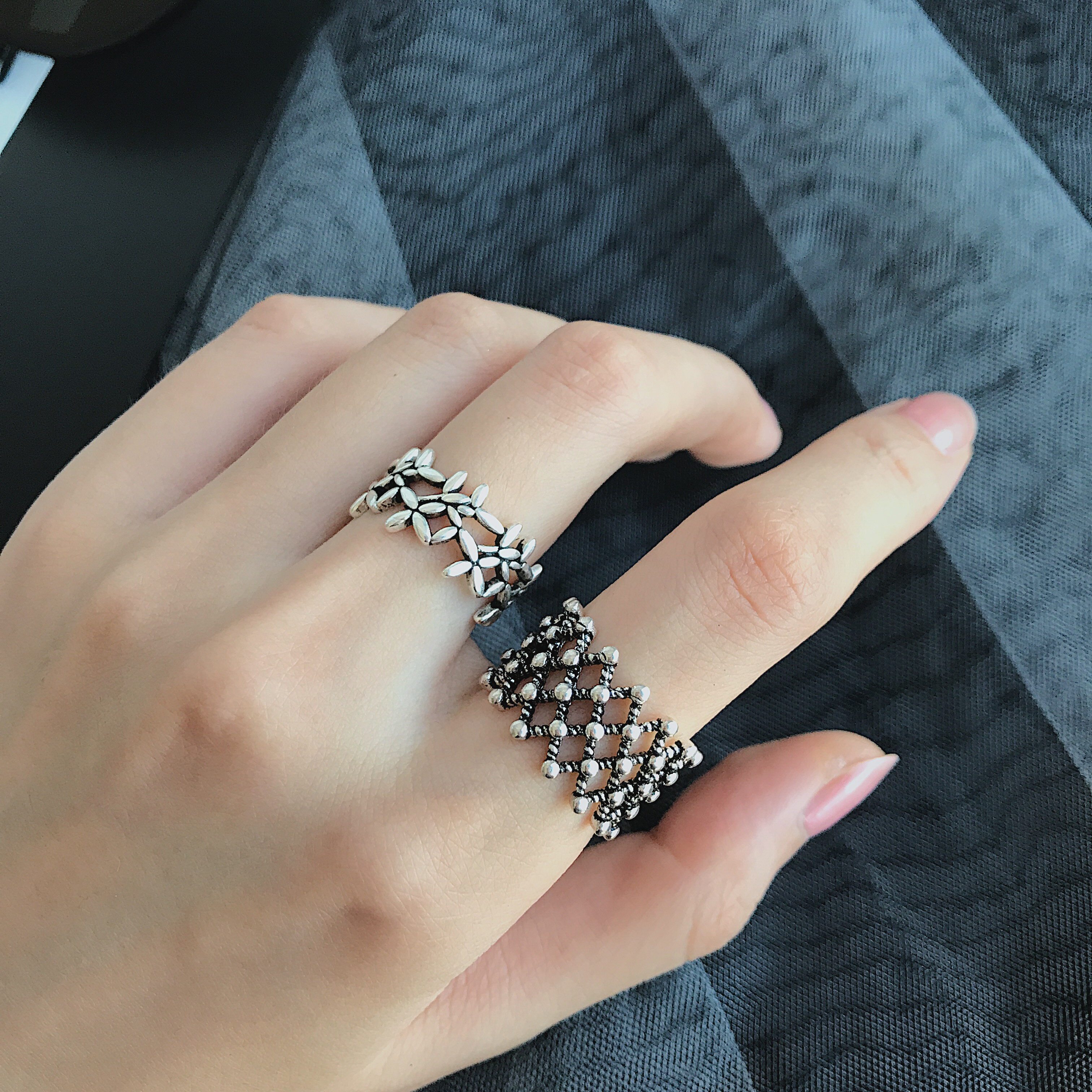 日韩简约个性性冷淡复古开口戒指潮人食指网红戒指