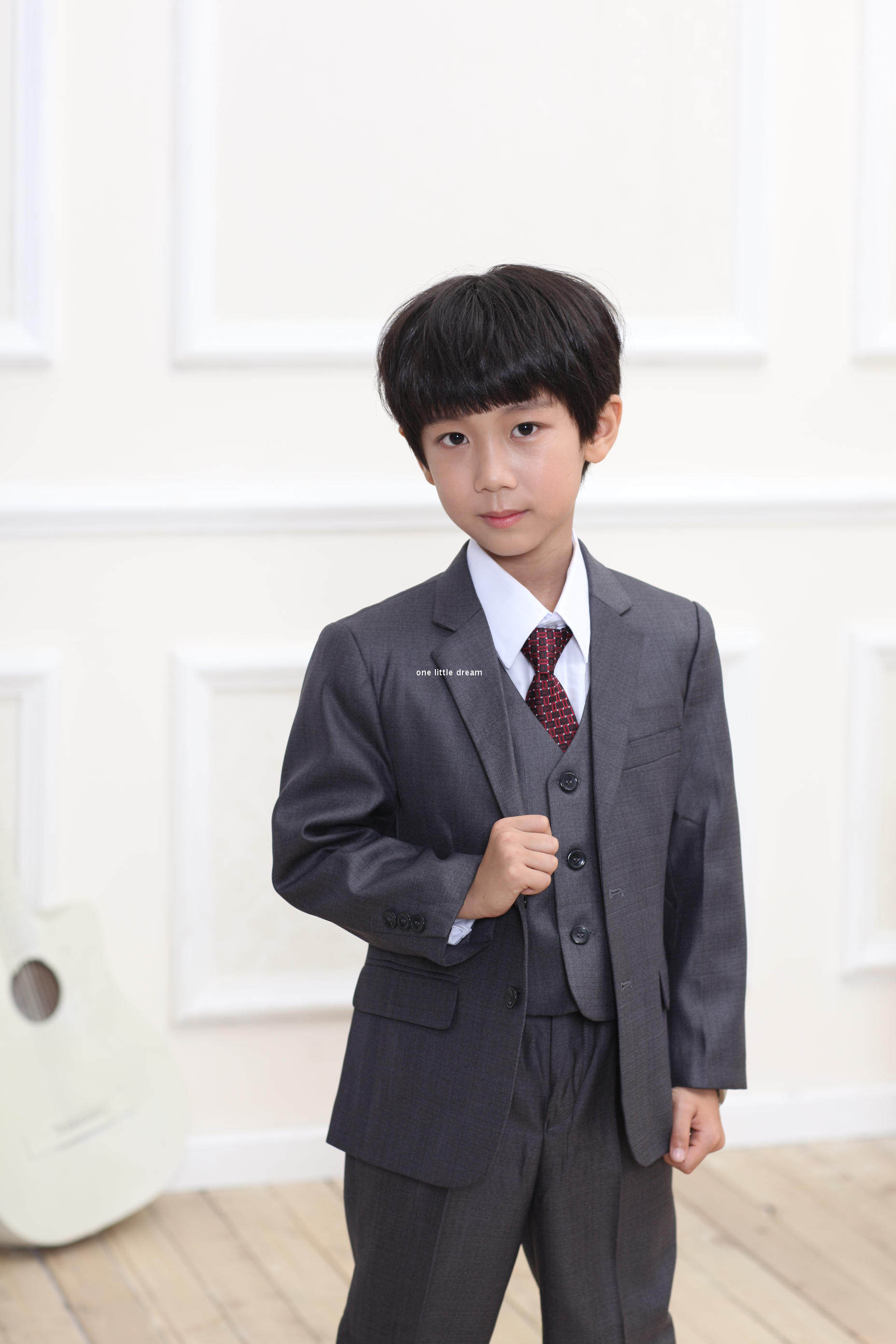 礼服灰色男童西装套装春秋儿童西服男孩主持儿童礼服