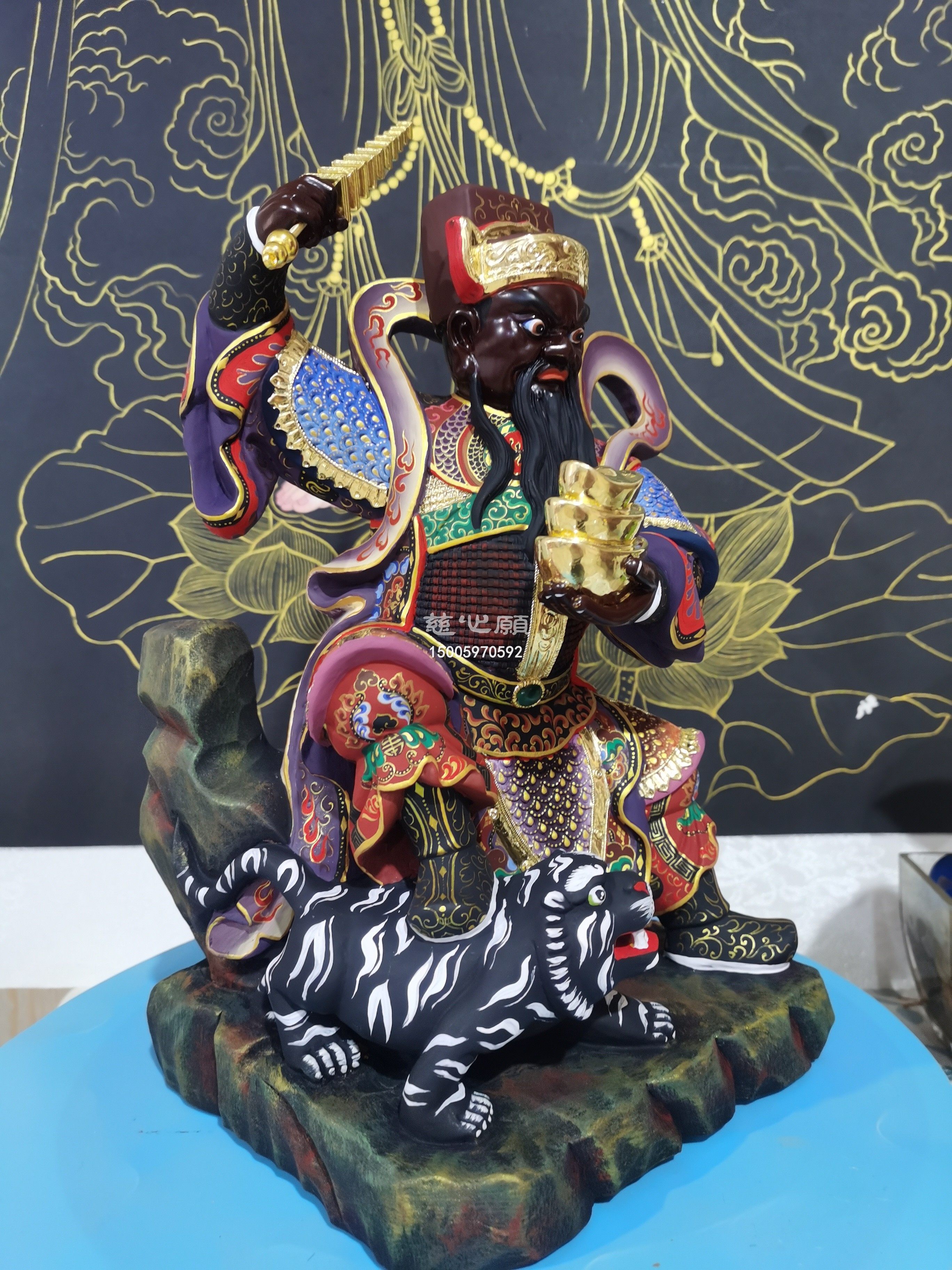 财神赵公明赵玄坛元帅赵元帅佛像武财神神像木雕樟木木雕