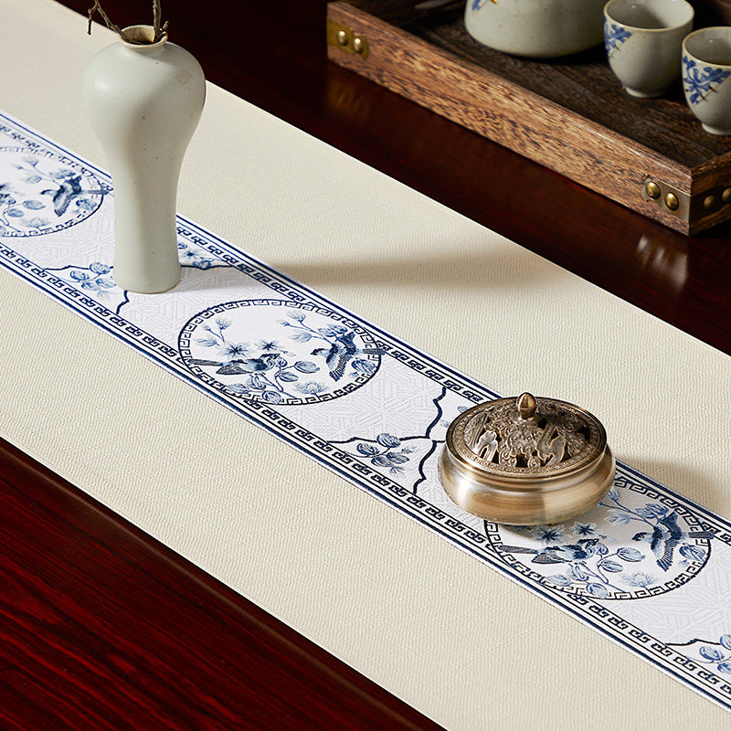 新中式禅意棉麻茶室桌旗yg94长条布艺装饰桌布桌旗