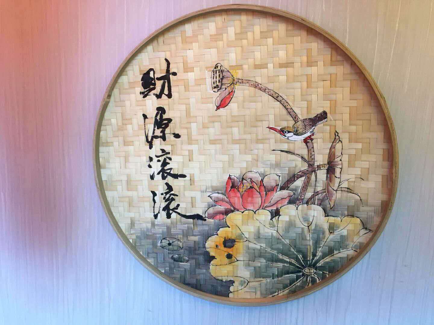 手绘簸箕画竹筛子农家乐装饰品竹编墙饰田园装饰壁饰