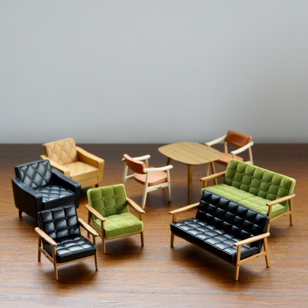 kenelephant微型家具小房子娃道具日式复古简约迷你沙发潮玩盲盒