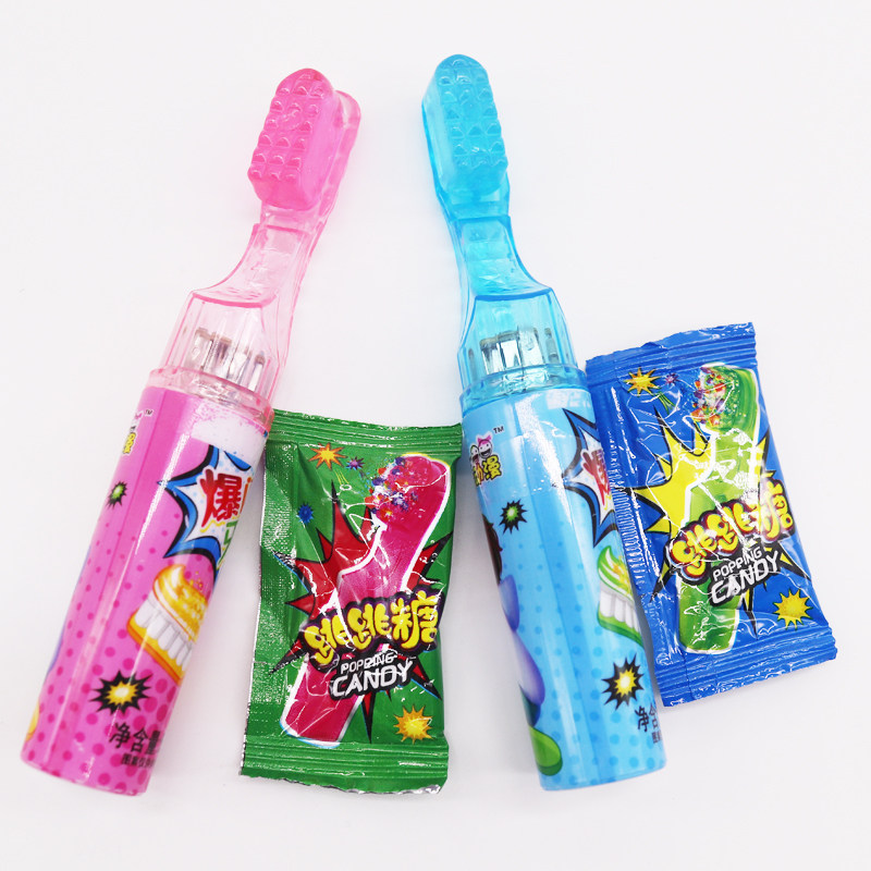儿童闪光牙刷创意糖玩跳跳好吃好玩零食食水传统糖果