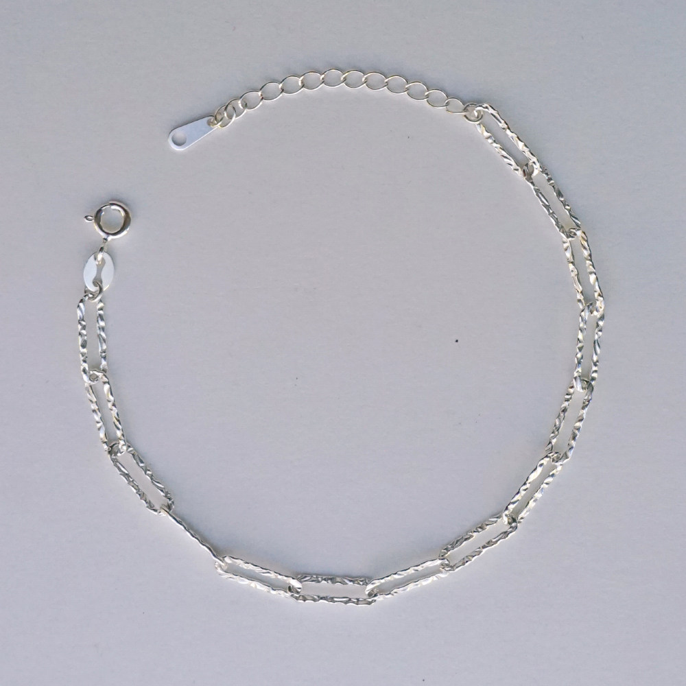 意大利车花口字手链小众纯银银素链叠气质波光粼粼手链