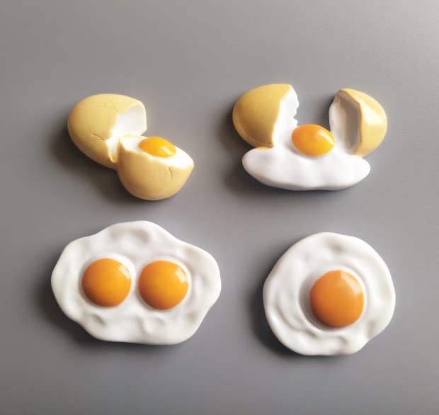 冰箱创意荷包蛋磁性鸡蛋留言贴吸铁石吸磁贴扣冰箱磁性贴