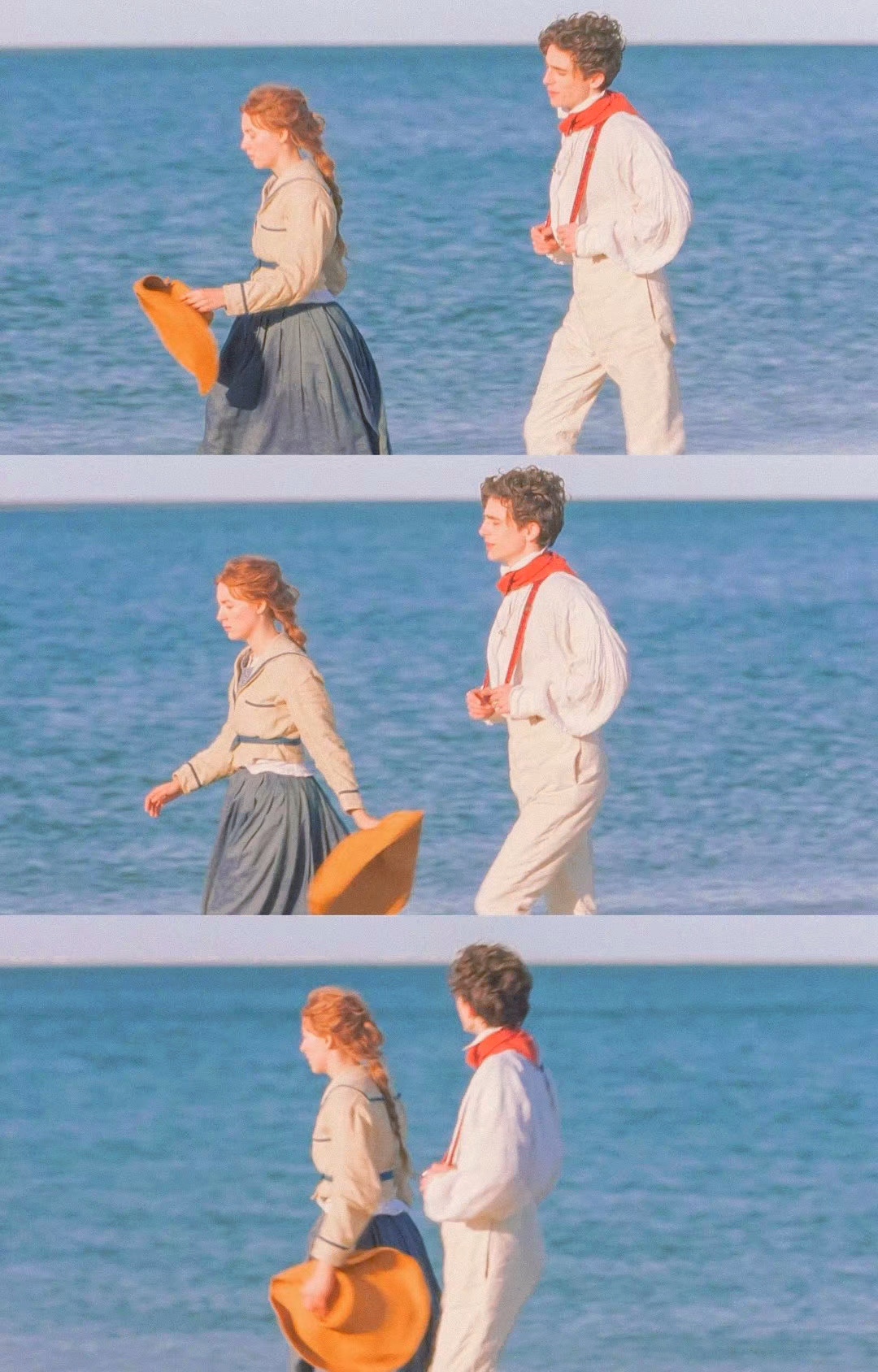 《小妇人》法式少女海军领上衣水手服棉麻百褶裙半身裙长裙子套装