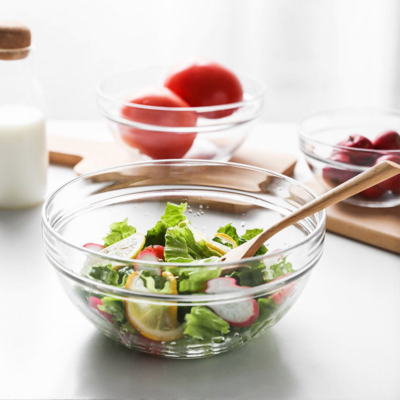 肆月钢化玻璃家用沙拉酱料碟子水果蔬菜料理碗可碗