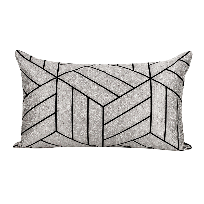 样板北欧几何银色绣花腰枕售楼展厅床品客厅腰靠垫