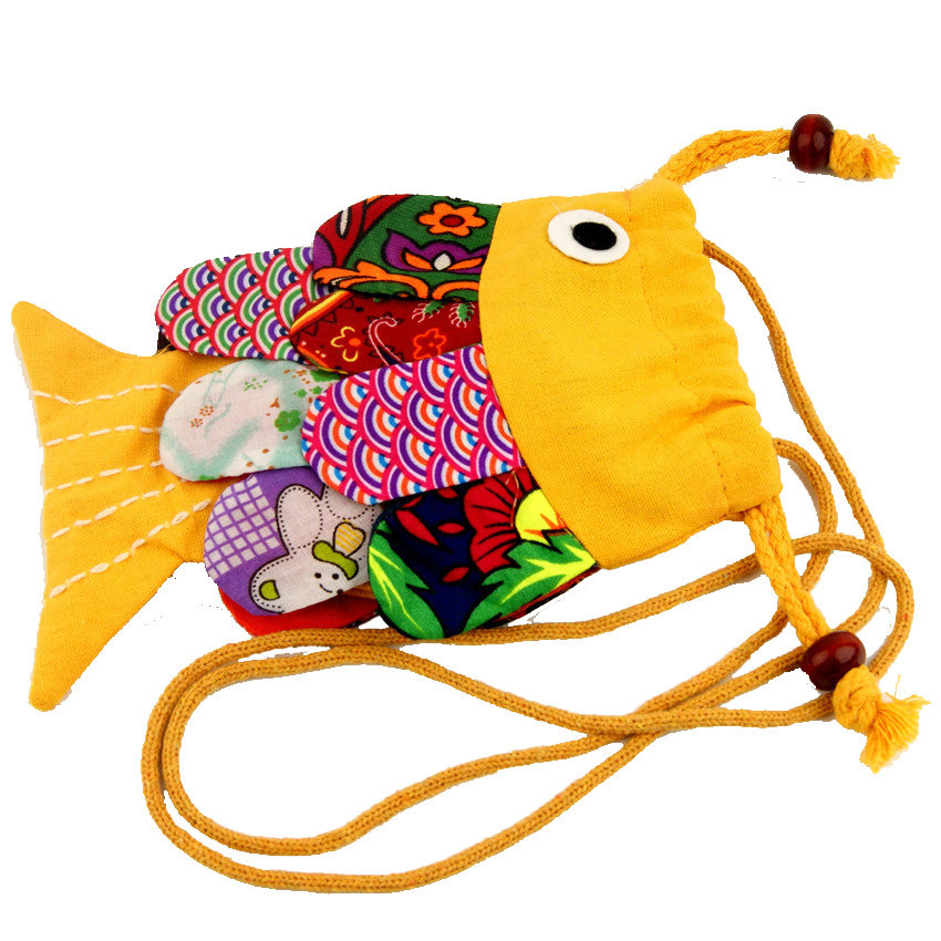 民族风特色手工布艺可爱小鱼包布包零钱包斜挎包幼儿园开学礼物