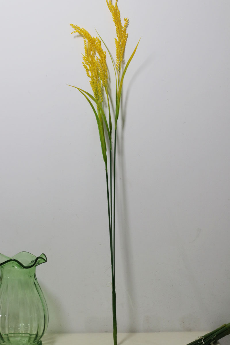 热卖装饰假花仿真多叉稻草家居摆放塑料花束黄色稻谷假麦穗干花