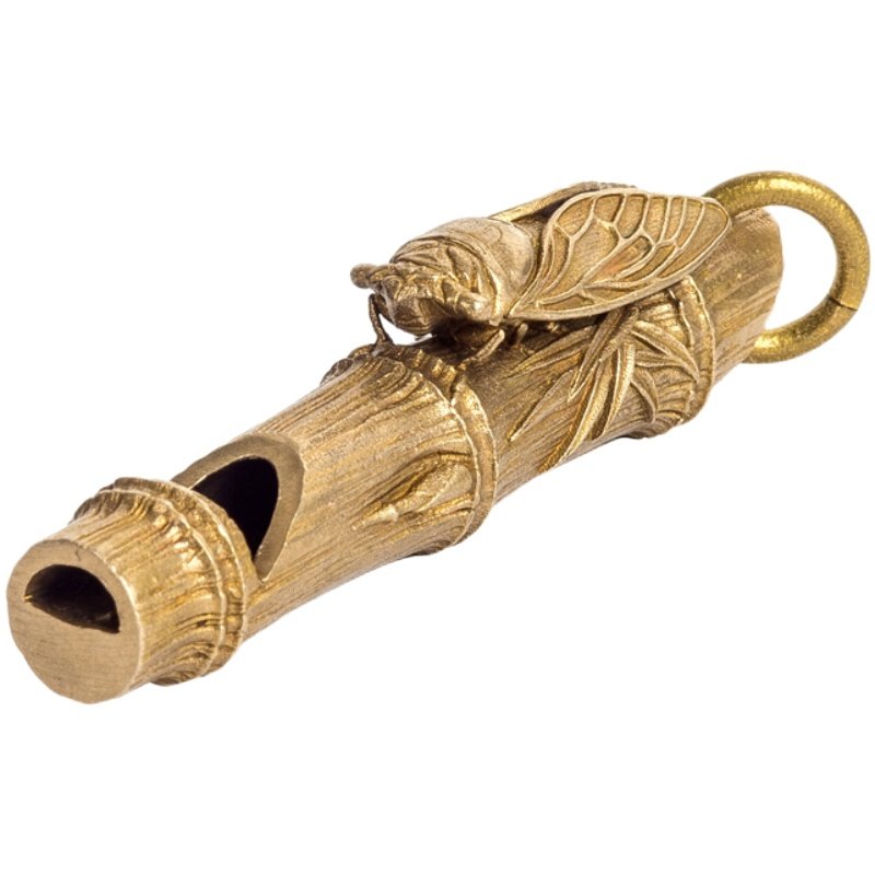 吾虫金蝉竹哨黄铜口哨求生挂件汽车钥匙扣吊坠钥匙扣