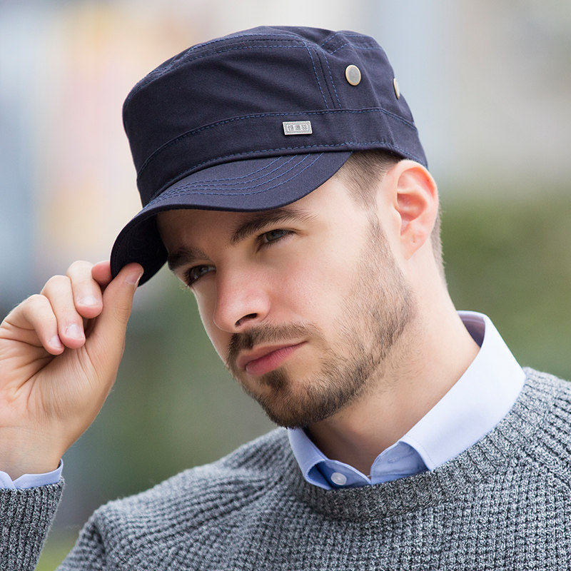 恒源祥封口男士平顶帽子韩版户外休闲潮男春秋帽子