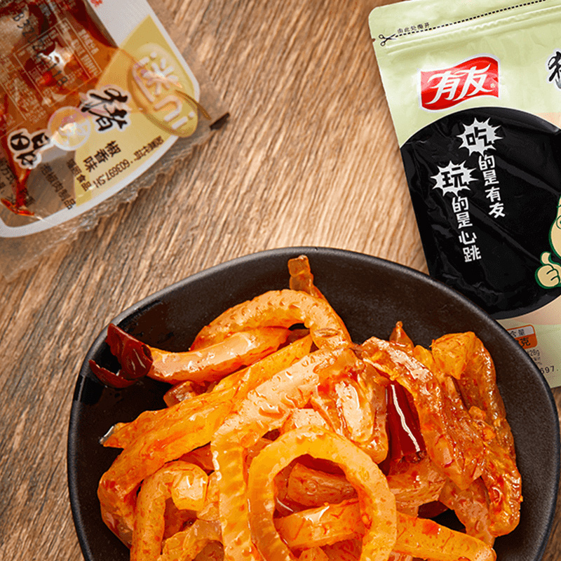 有友泡椒猪皮晶小包装即食熟食鸡爪零食小吃猪肉类
