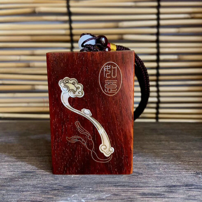 小叶紫檀无事牌平安牌红木手把件吉祥如意吊坠车挂饰木牌紫檀木料