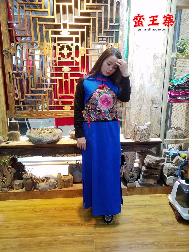 云南民族风女装旅游衣服丽江服装女中国风复古连衣裙