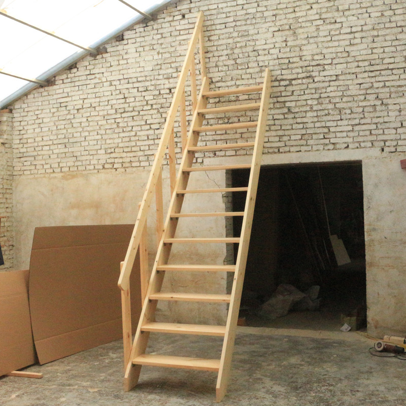 整体实木加宽加厚楼梯阁楼复式直梯登高楼梯扶梯台阶梯子厂家直销