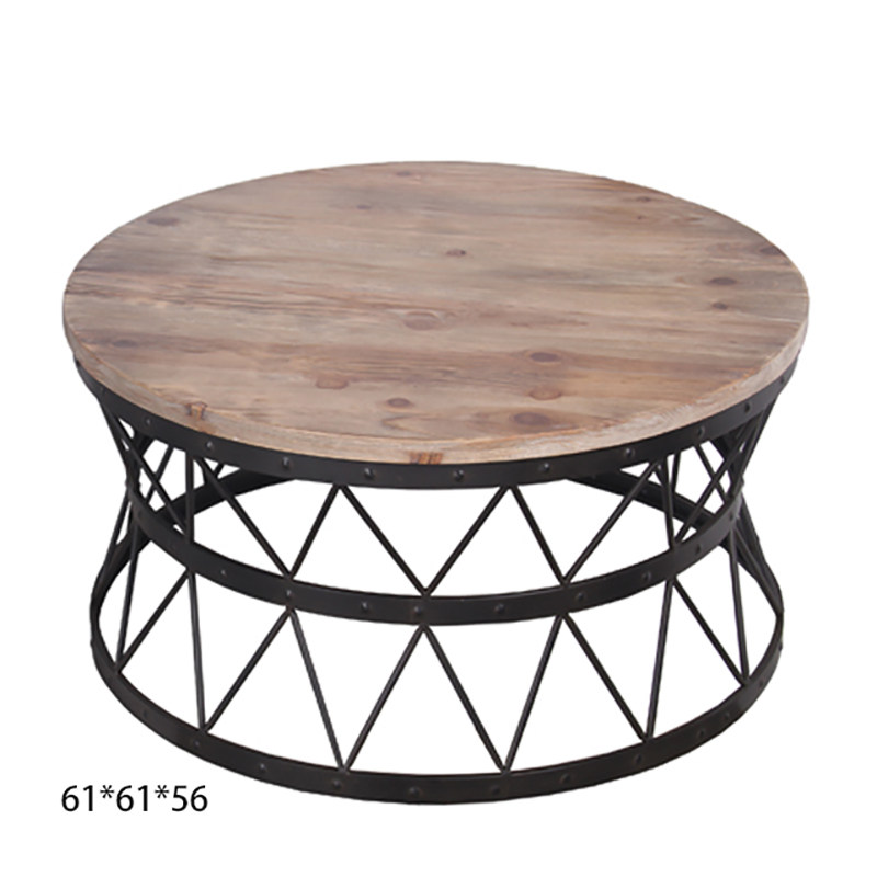 外贸美式复古铁木沙发客厅咖啡厅民宿花店婚庆茶几