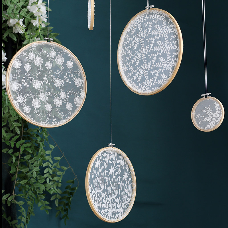 蕾丝刺绣圆盘幼儿园手工背景墙装饰婚礼户外挂饰壁饰