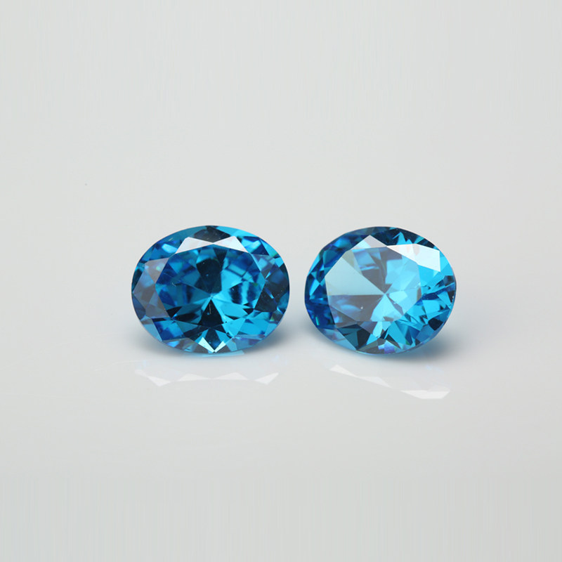 梧州人工宝石 蛋形深海蓝裸石锆石 3x5-10x12mm立方氧化锆