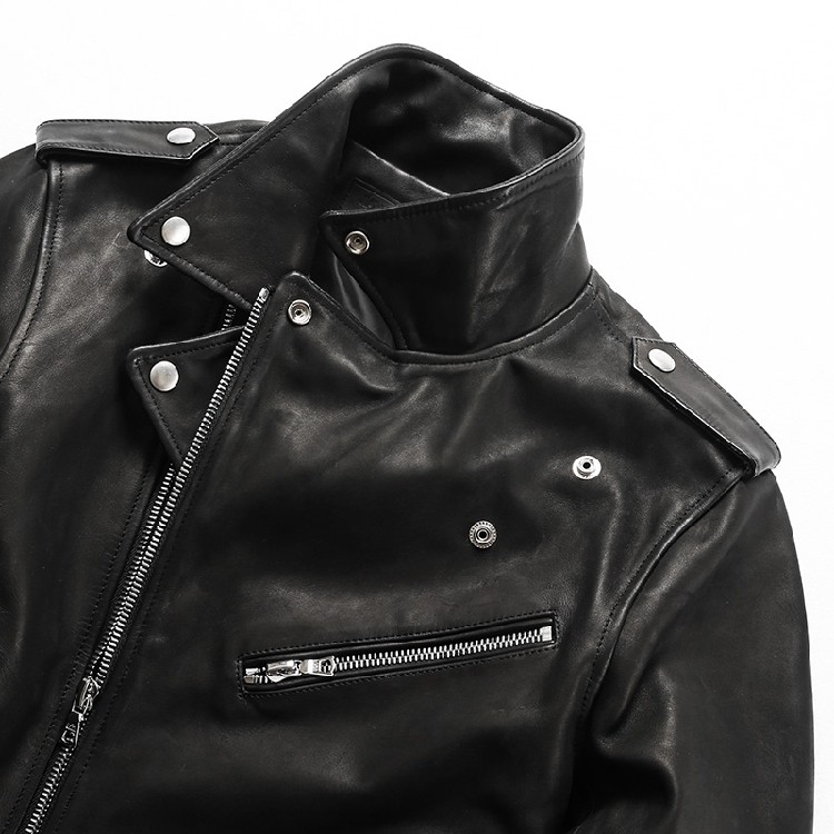 秋冬新款真皮皮衣男斜拉链翻领哈雷机车夹克皮衣