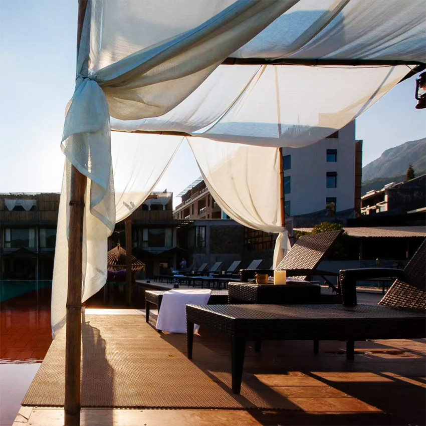 户外凉亭露台装饰纱幔防水遮阳中式东南亚防风床幔