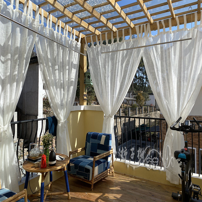 户外凉亭露台装饰纱幔防水遮阳中式东南亚防风床幔