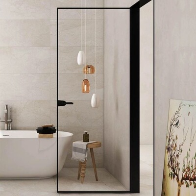 定制钛镁铝合金极窄边平开门室内厨房厕所浴卫生间钢化玻璃单滑门