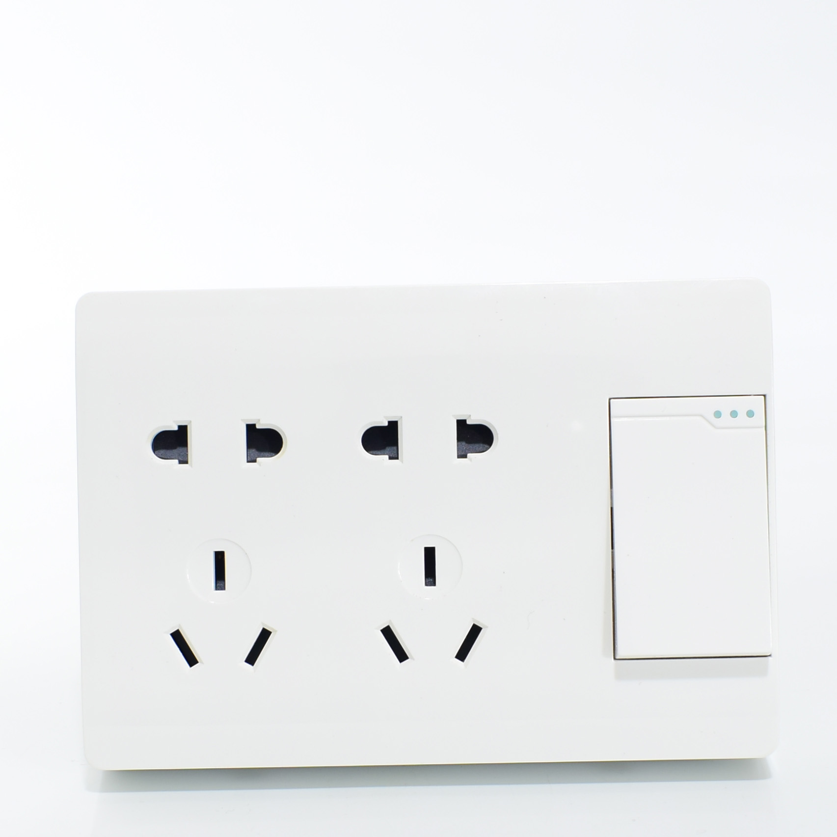 雅白118型明开关插座一开双控十孔明装插座明线盒1开10孔接线板装