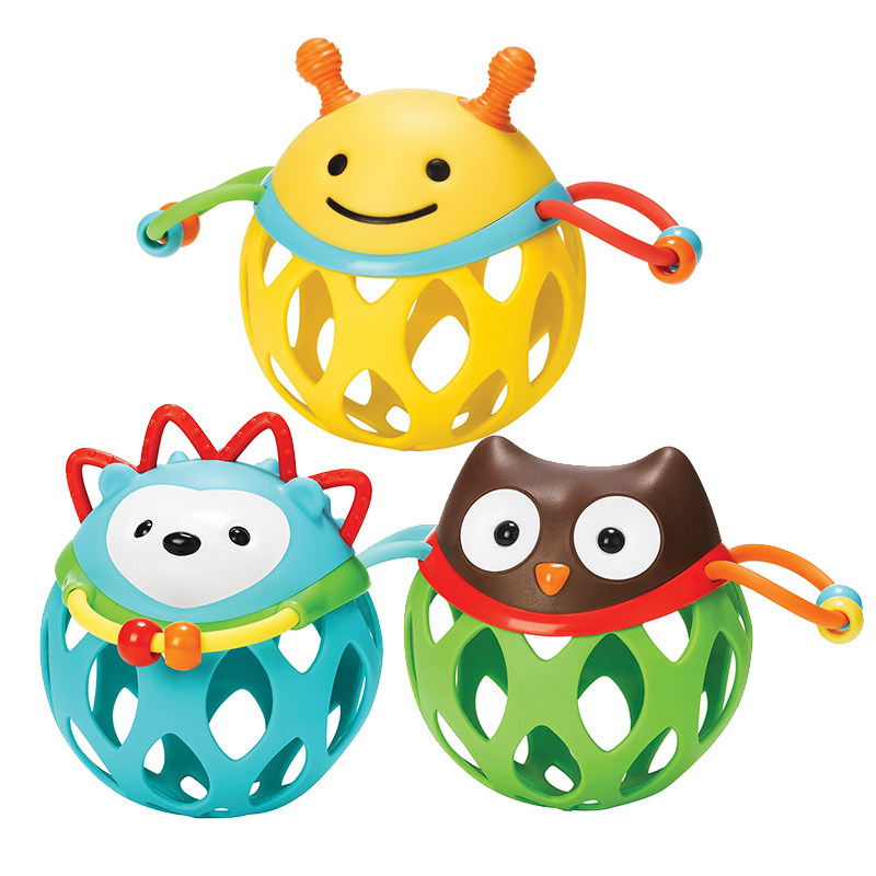新生婴儿健身球宝宝动物手抓球响玩具软胶学爬摇铃