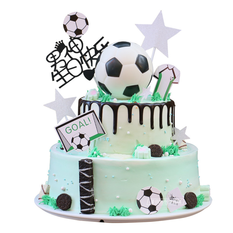 麦田足球蛋糕动物奶油球迷儿童双层男孩生日蛋糕新鲜生日蛋糕